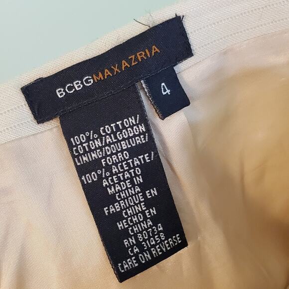 BCBGMAXAZRIA Y2K Minimalist Raised Print A-Line Nude Beige Cotton Skirt Size 4 - Picture 8 of 8